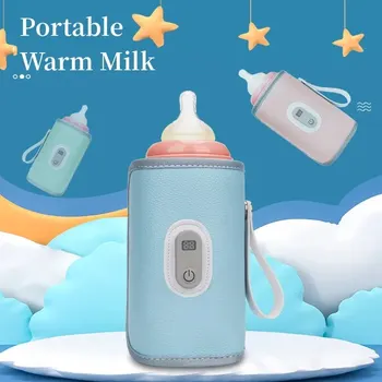 Cubierta aislante de botella de leche Digital para niños, cubierta de botella de leche con calefacción Universal para bebés, calentador de leche portátil para exteriores