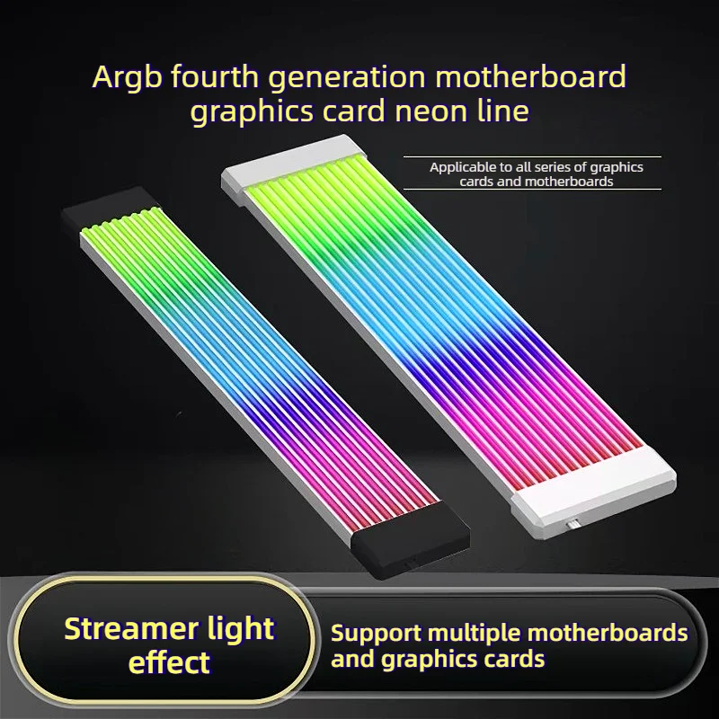 Cabo ARGB para PSU, Faixa de Luz 5V 3Pin RGB Sincronizada, Barra de Luz LED Flexível Arco-Íris, Cabo GPU para Placa-Mãe 24Pin, Cabo de Alimentação CPU 8Pin