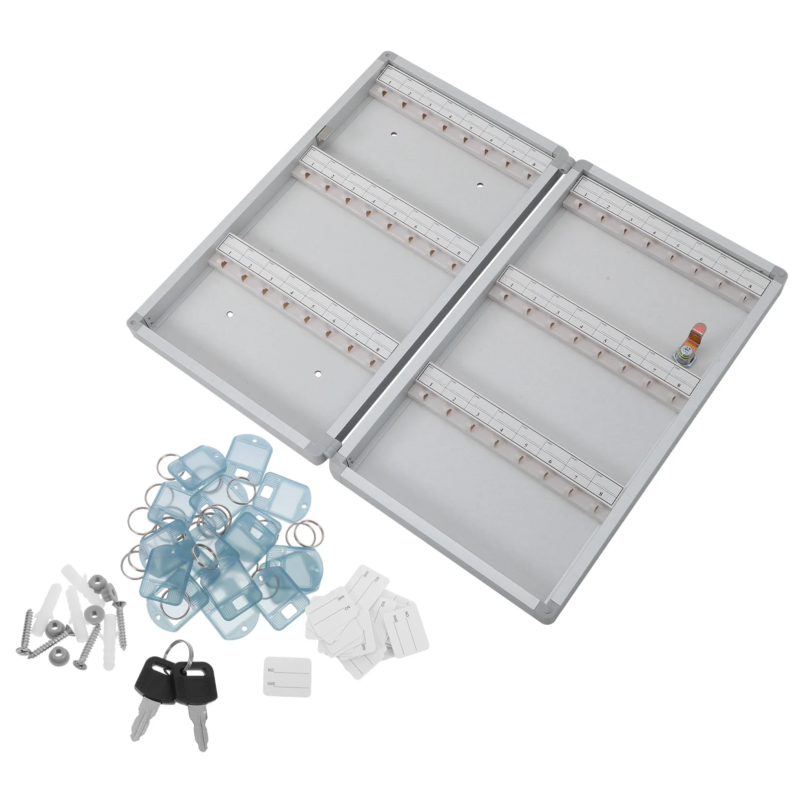 Wall Mount Key Cabinet Organizer Lock Box 48 Keys Metal Holder Hooks Labels Locking Storage Box Home Office Entry Key Management