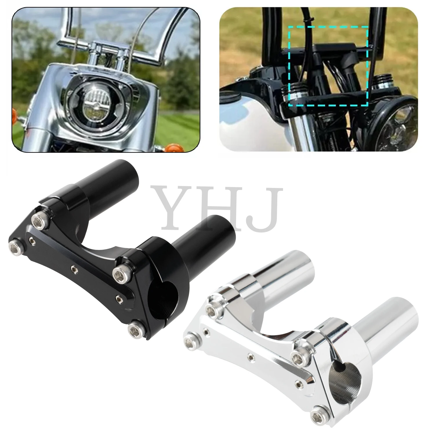 

For Harley Motorcycle Davidson Dyna Street bob Softail Sportster CNC Aluminum 3.5" Straight Handlebar Riser Top Clamp