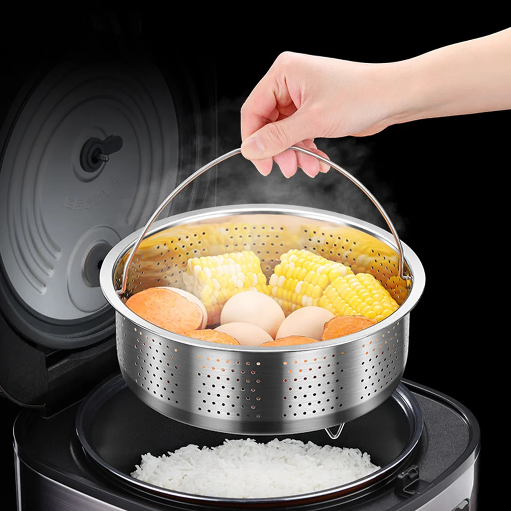 Stainless Steel Rice Steamer Tamale Pot Fryer Basket for Seafood Vegetable Dumpling Pan