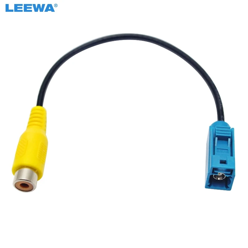 LEEWA Car Reversing Camera Adapter Fakra RCA Cable Plug For Mercedes For Ford OEM Radio Head Unit