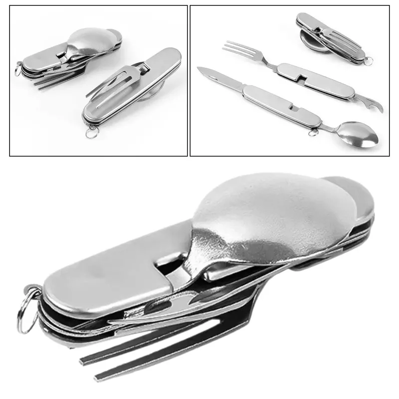 5 in 1 Camping Utensils Foldable Tableware Camping Cutlery Set for Home BBQ