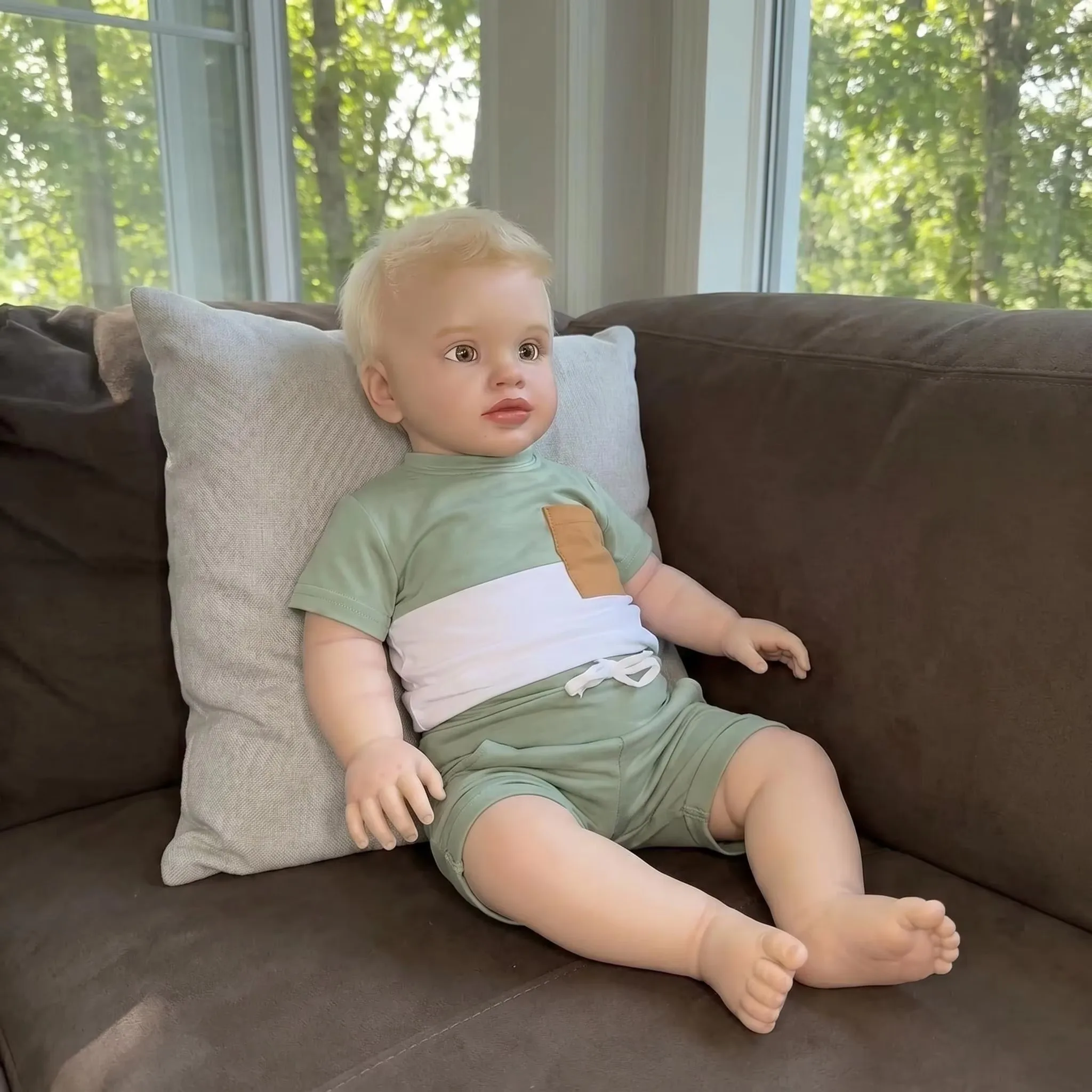 25Inch Handmade Lifelike Reborn Doll Pippa Huge Size Toddler Multiple Layers Painting 3D Skin Hand-Rooted Hair Visible Veins