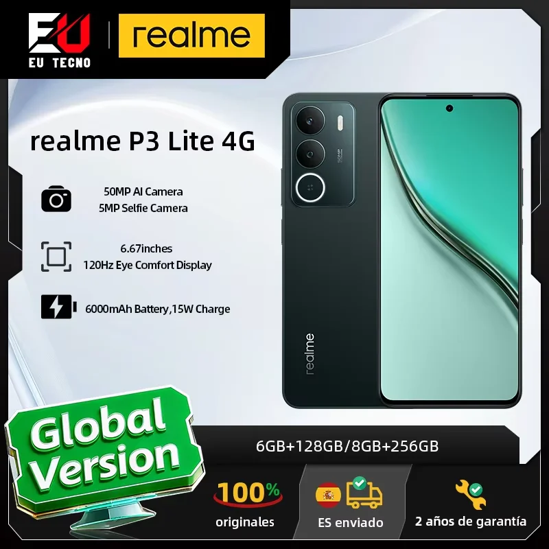 Versión Global realme P3 Lite 4G Smartphone 6000mAh batería 120Hz pantalla de c…