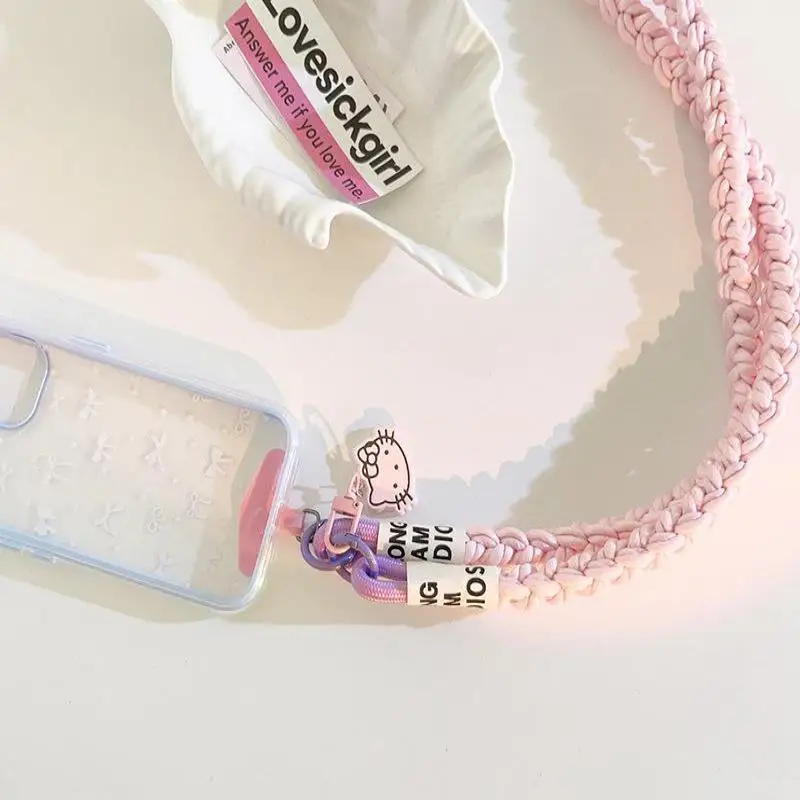 1 ชิ้น KT Cat จี้สร้อยคอสําหรับโทรศัพท์มือถือพลาสติก Patch Crossbody คอคลิป Snap แขวนเชือก