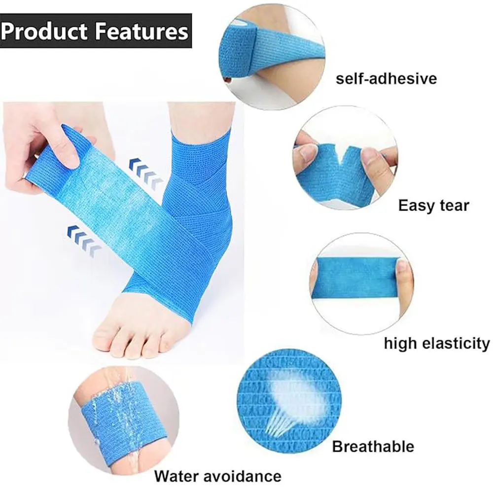 24 Rolls Mixed Color Self Adhesive Non-Woven Bandage, No Sticky Residue Bulk Elastic Wrap, Hand-Tear Breathable Athletic Tape fo