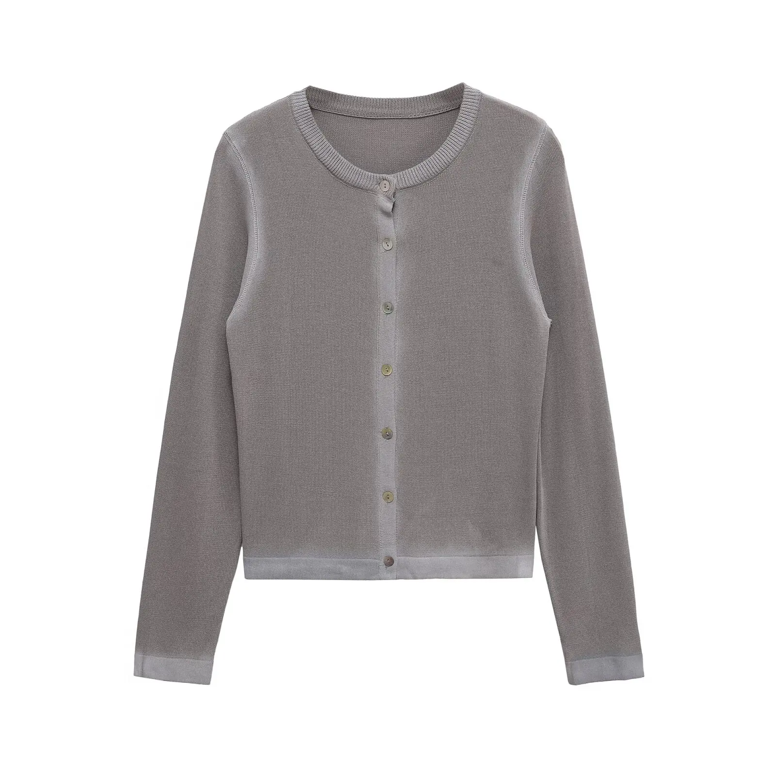 

Topenomi Gardient Color Knitted Cardigan Women 2025 Autumn Winter O Neck Long Sleeve Sweater Coat Fashion Versatile Tops Jumpers