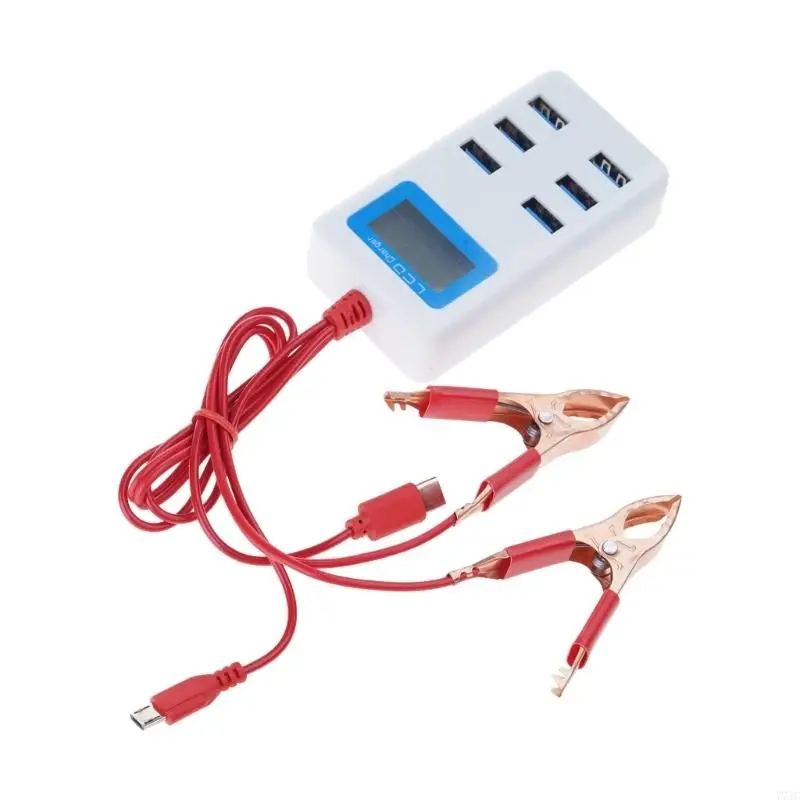 Clip Type 6 USB Port Automotive Charging Adapter LCD Display Real Time Monitoring Charging Support for Various Vehicles 77JC