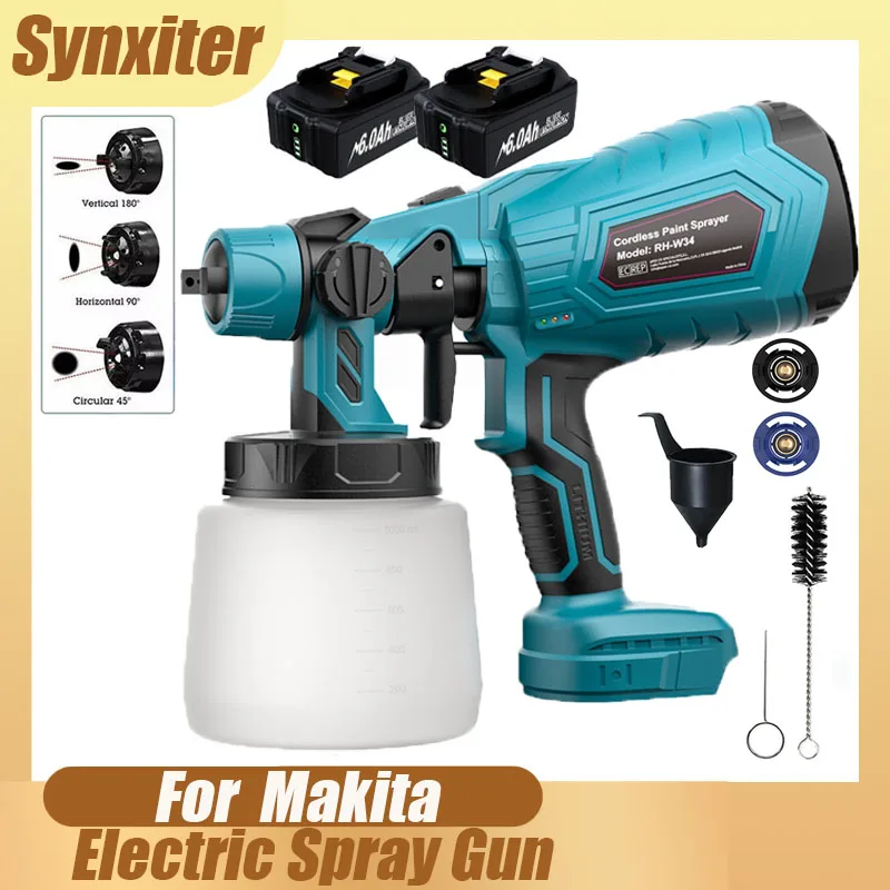 

1000ML Cordless Electric Spray Gun For Makita 18V BL1830 Battery HVLP Paint Sprayer For Furniture Cabinets Walls Fence Door