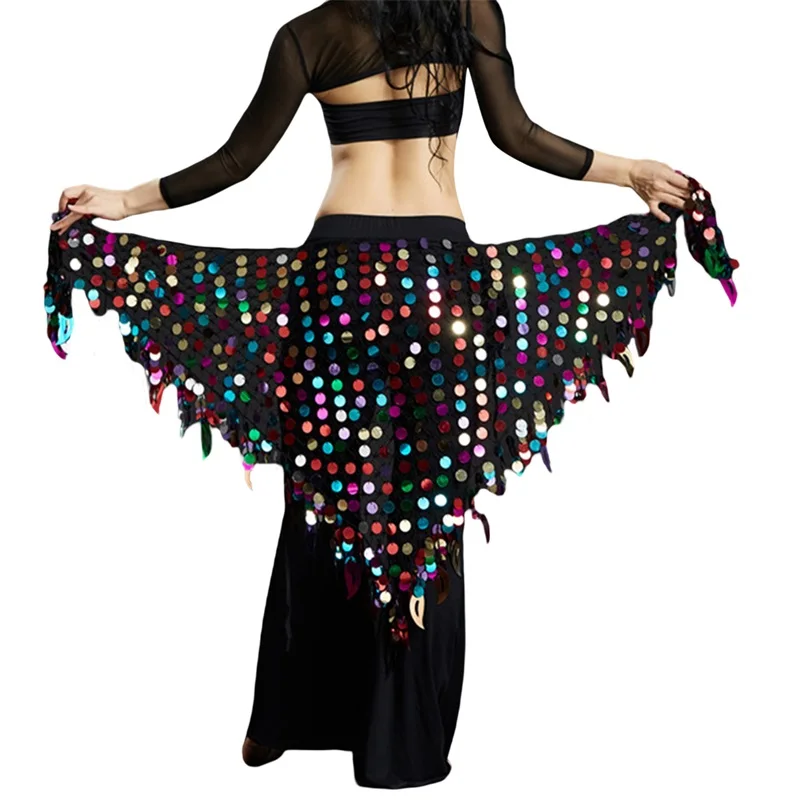 Sunfanrtnn Women Belly Dance Hip Scarf Sweet Belly Dance Skirt Belly Hip Scarf Waist Chain Bling Sequins Belly Dance Costume