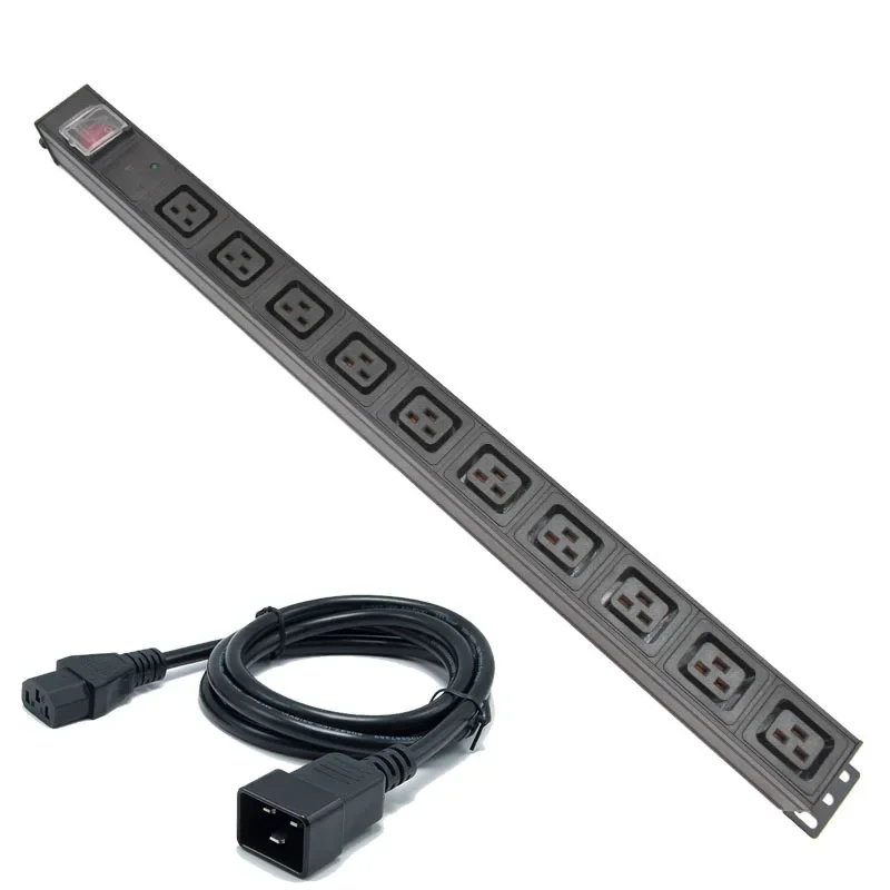 

PDU Power Strip C19 Socket Distribution Cabinet 10 Way Socket Break Switch Aluminum alloy shell C14 Interface SPD