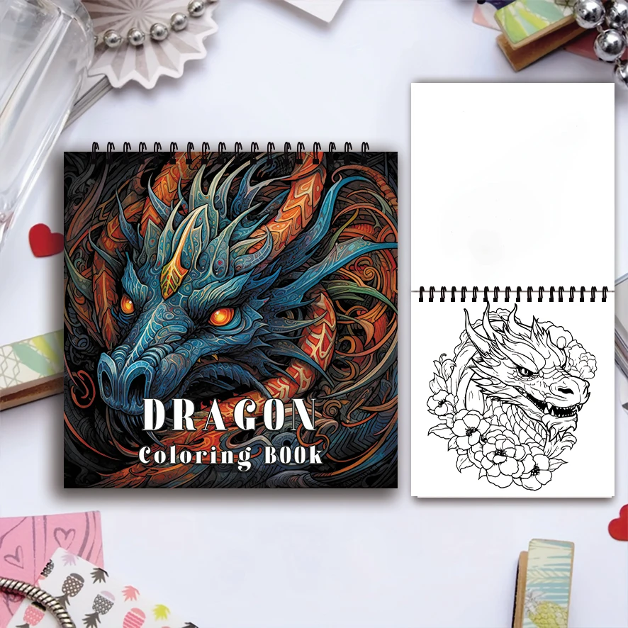 Libro da colorare - 7,87x 7,87 pollici 32 pagine su Serious Dragon Coloring Book - Regalo perfetto per la famiglia o gli amici