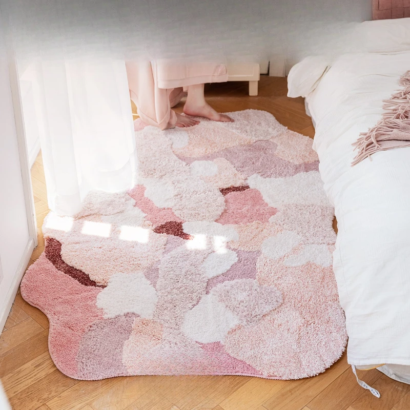 

Bedside Carpet Girl Bedroom Carpet Children's Pink Moss Cozy Room Floor Mat Shaped Cloakroom Machine Washable