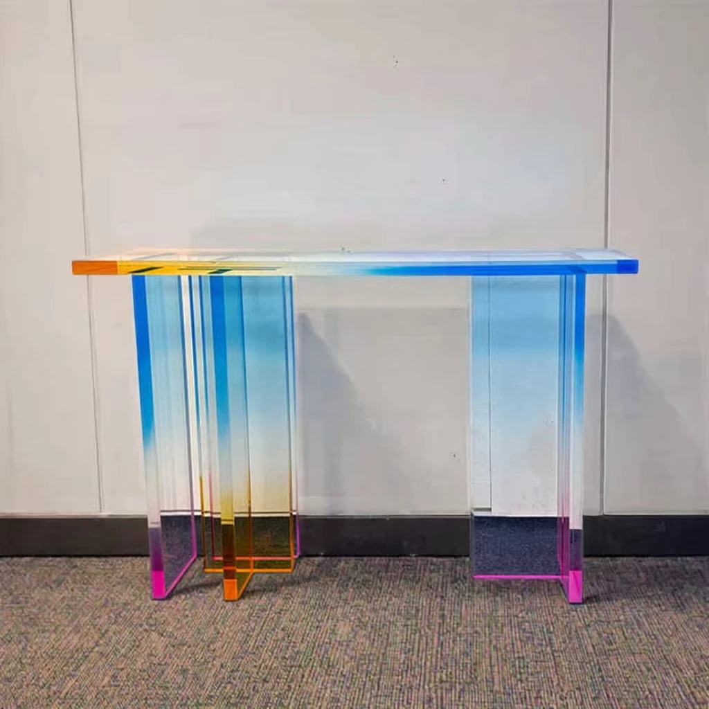 fj-High Class Villa Entry Living Room Rainbow Color Acrylic Entrance Table Modern Design Home Use Acrylic Porch Table