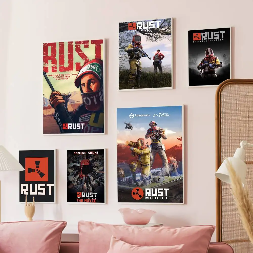 R-RUST Survival Game Self-adhesive Art Poster Whitepaper Prints Posters Artwork Aesthetic Art Wall Painting