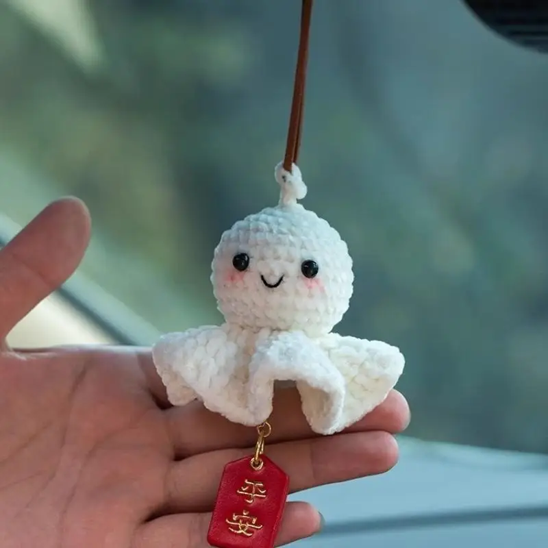 Cute Plush Sunny Doll Car Hanging Pendant Mirror Ornaments Plush Crochet Safe Driving Amulets Car Interior Decorations