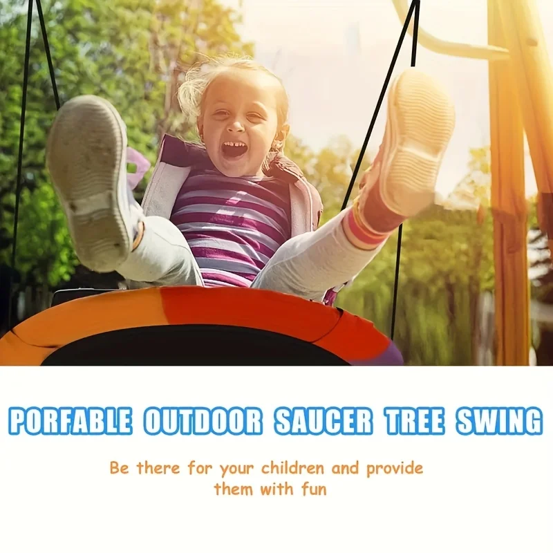 Colorful Round Saucer Tree Swing for Kids - Durable Outdoor Hanging Seat for Backyard, Park, and Indoor Play