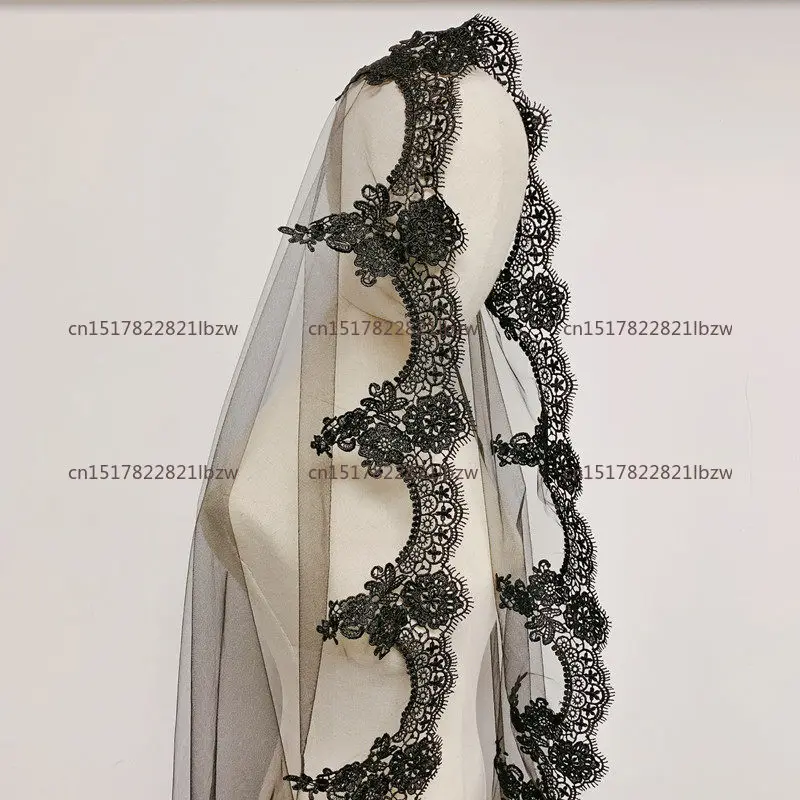 Black Veil Theme Vintage Single Layer 1.5m Black Veil Photo Props