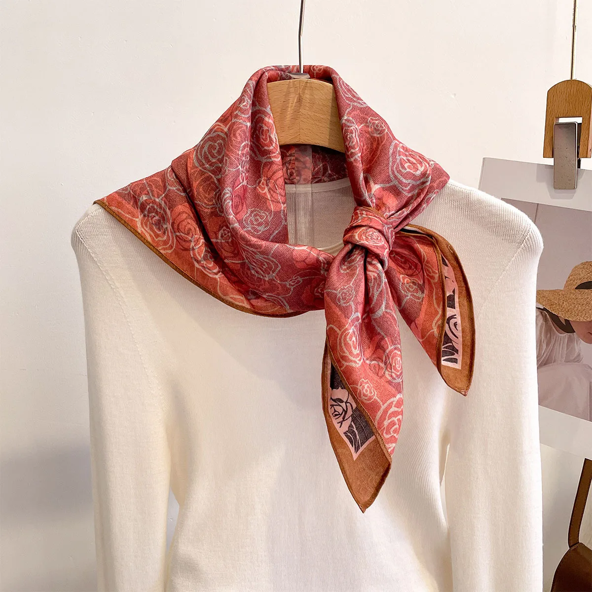 

Women Scarf Luxury Square Silk Scarf Hijab Neckerchief Bandana Ribbon Headscarf Shawl Foulards Femme Handkerchief Wraps