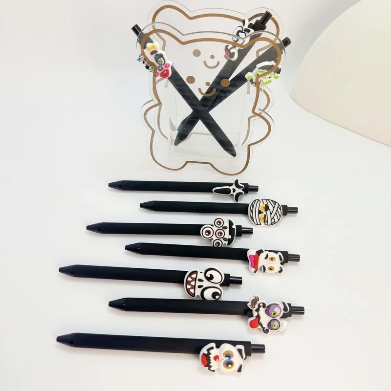 20/30pcs  Creative, simple, and cute Halloween-themed retractable gel pen with funny ghost faces and spooky designs Random Color