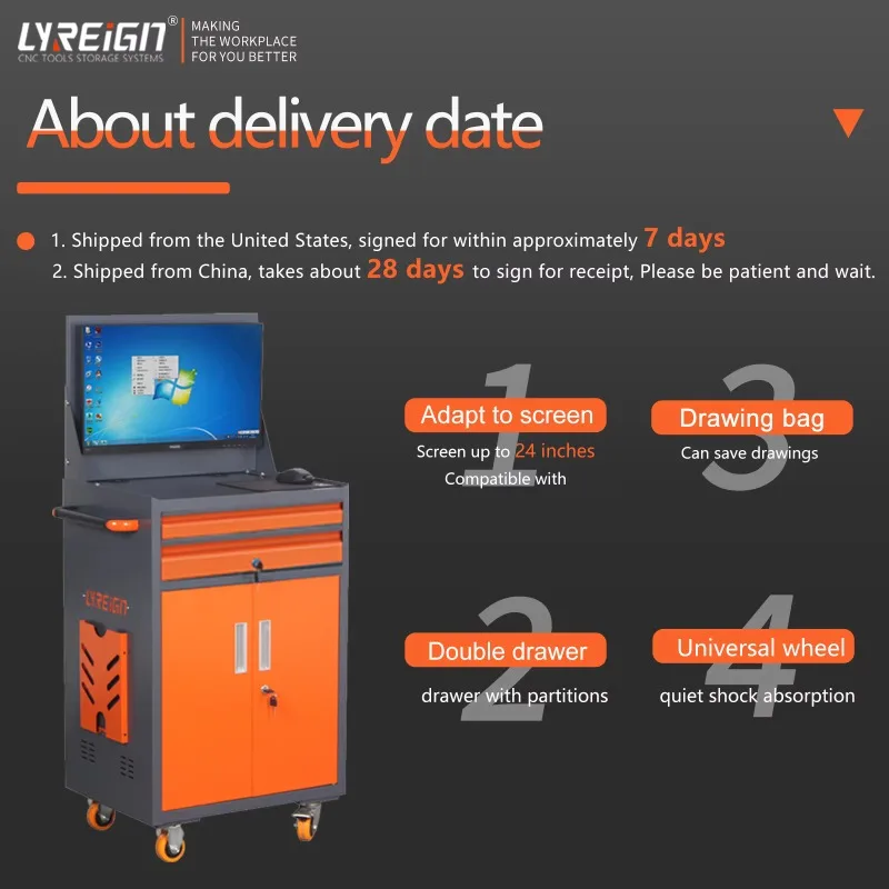 Industrial Computer Cabinet CNC Computer Tool Cabinet Suitable for up to 24-inch Monitor/machine Tool Computer Table