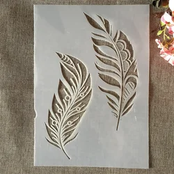 Plantillas de capas de dos plumas, A4, 29cm, DIY, pintura, álbum de recortes, coloración, relieve, álbum, plantilla decorativa