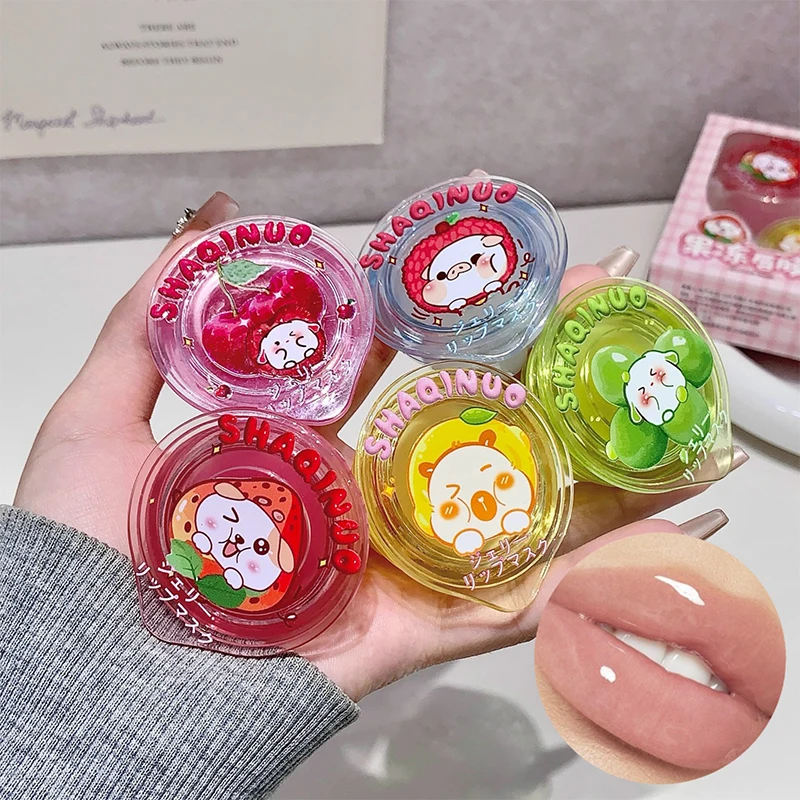 Shaqinuo Jelly Lip Mask Moisturizing and Hydrating Sleep Fruit Lip Balm for Students to Reduce Lip Lines and Prevent Dryness, a Christmas Gift Essential for Autumn and Winter.