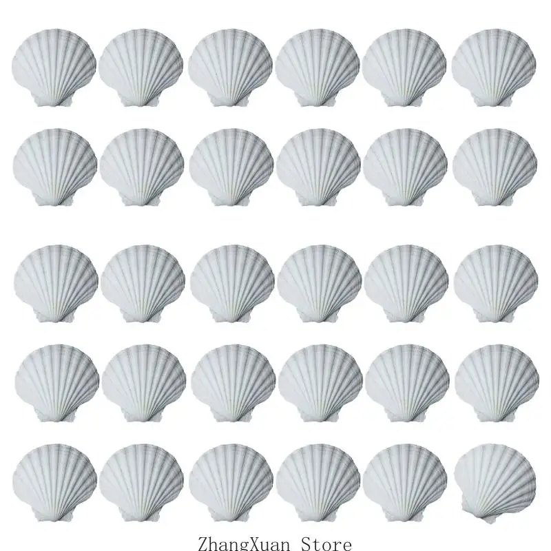 30 Stück weiße Muscheln zum Selbermachen, Malen, Backen und Hochzeitsdekorationen, natürliche gewellte Muscheln, Meeresthema – Detail 3