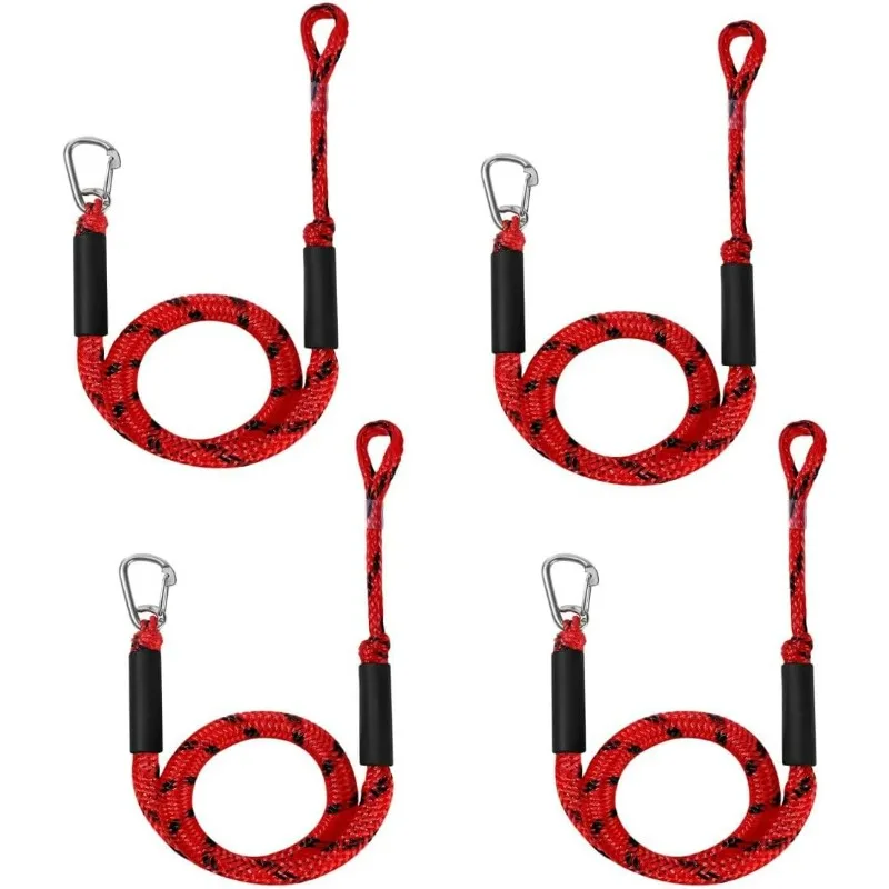 ​​4ft Boat Bungee Dock Lines with Stainless Steel Clip​​ – Heavy Duty Mooring Rope for PWC, Kayak, Jet Ski, Pontoon & Bass Boats