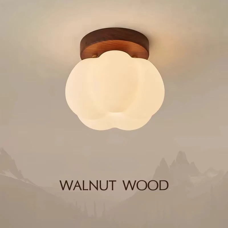 

Walnut Wood Ceiling Light Minimalist Decorative Light for Entrance Hall Corrido Balcony Entrance Bedroom LED Ceiling Lamp