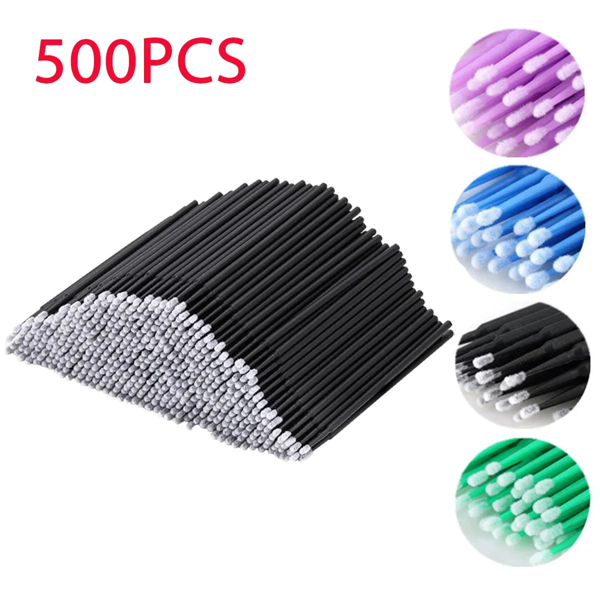 500/1000PCS Eyelash Cleaning Brush Highly Colorful Crystal Brush Eyelash Micro Brush Beauty Makeup Clean Remover Tool Wholesaler