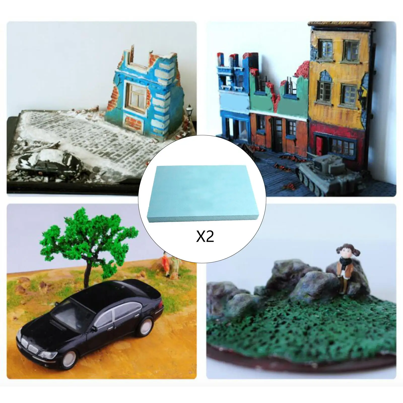 2Pcs Foam Board Diorama Base 60Cmx40Cmx2cm Polystyrene Boards for Landscape Scenery