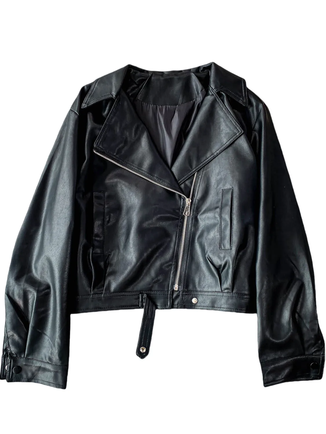 Sli ort PU Pelle Jaet Cappotto da motociclista Bla da donna Dimagrante Colletto ribaltabile Jaet Capispalla Trendy Pendolarismo Sle Autunno Wi...
