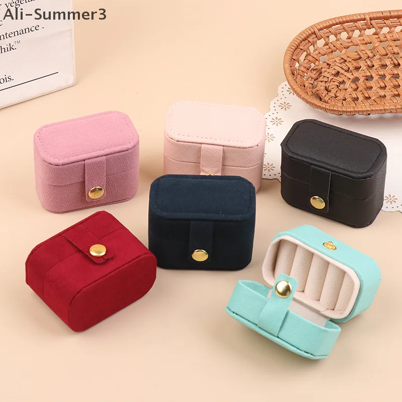 

Mini Portable Jewelry Storage Bag Travel Simple Leather Or Velvet Ring Necklace Earrings Storage Box Organizer Display Gift Box
