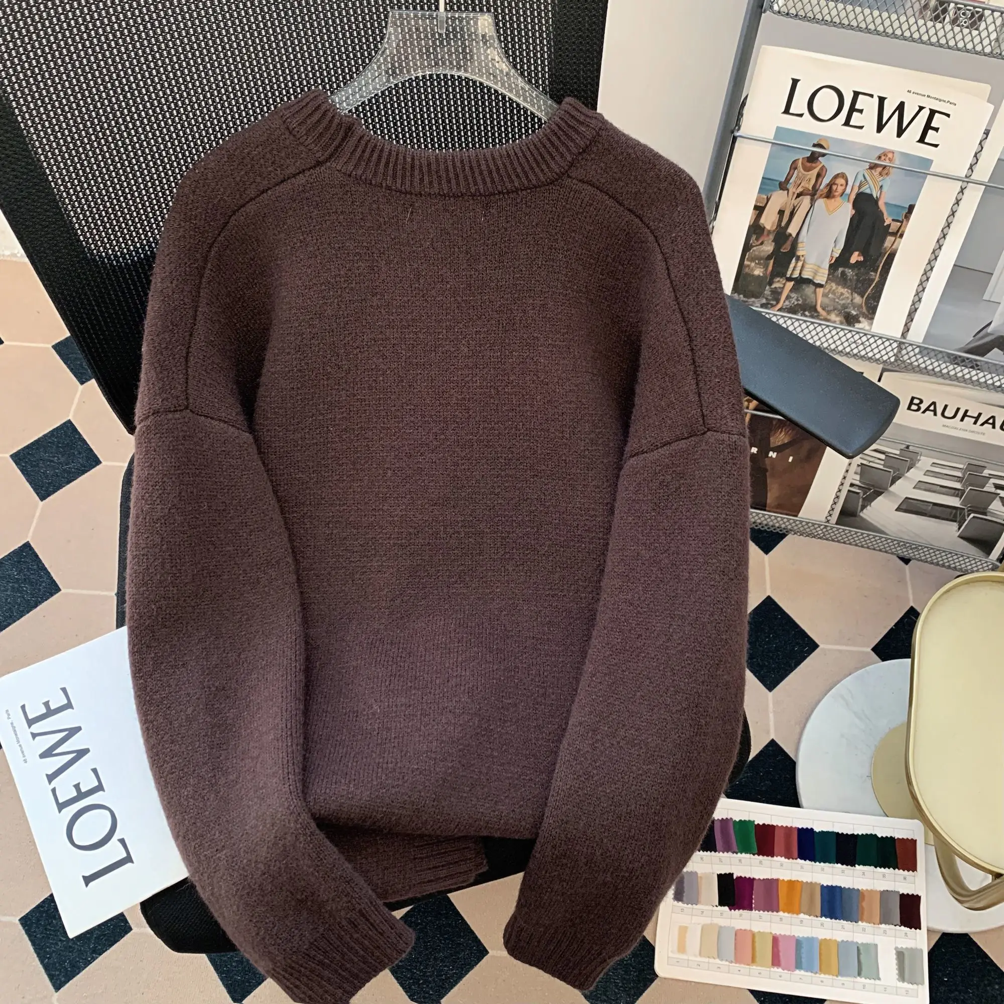 Maillard Style Fun Rabbit Jacquard Soft Glutinous Knitted Sweater Autumn Winter Retro Lazy Loose Versatile Thick Sweater Women