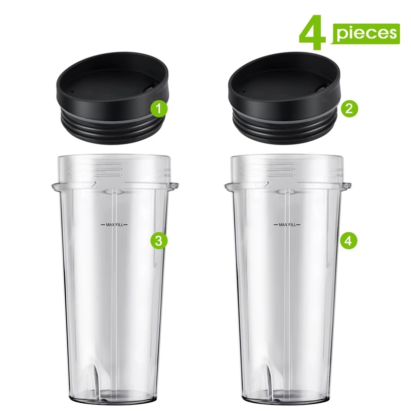 2-Pack 16Oz Blender Replacement Cups With Sip Lids, Compatible For Nutri Ninja Blender BL770 BL780 BL660