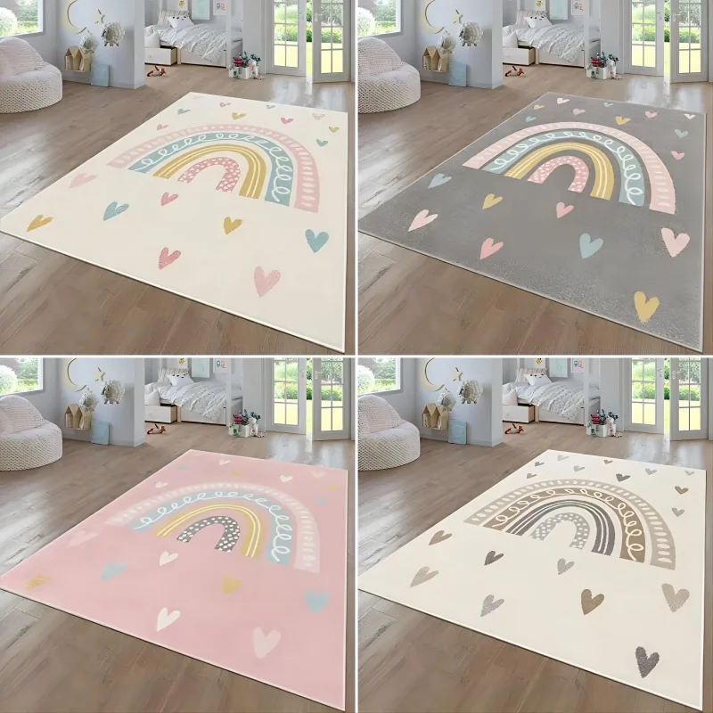 Rainbow Carpet for Living Room Decoration Home Sofa Coffee Table Baby Crawling Rug Non-slip Bedroom Cloakroom Floor Mat Washable