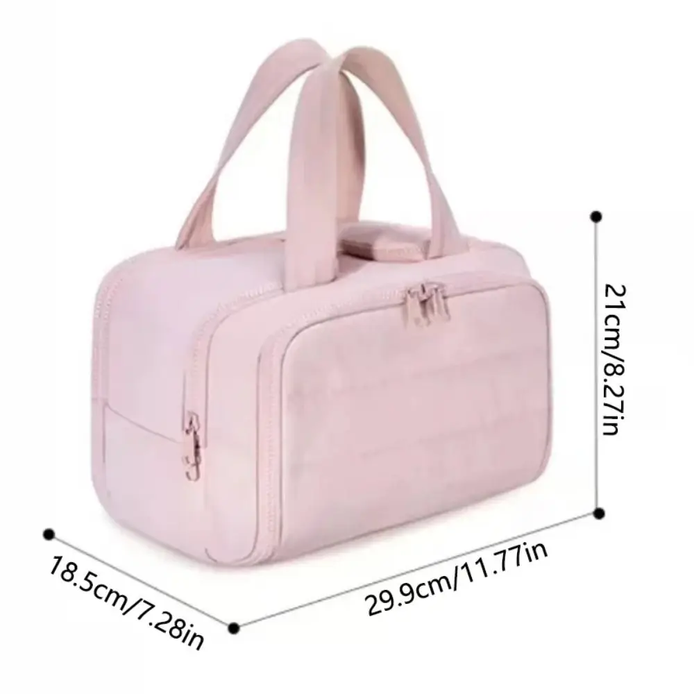 Multipocket Design Cosmetic Handbag Zipper Closure Comfortable Handle Portable Makeup Pouch Large Capacity Easy Access