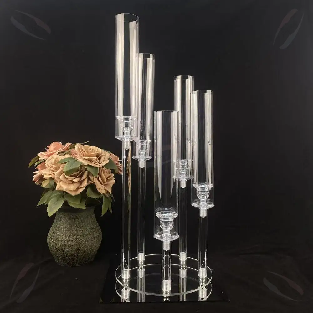 FSDKX Decoration Luxury Metal Taper Candle Holder Sets Candlesticks Table Centerpiece for Wedding Party Event