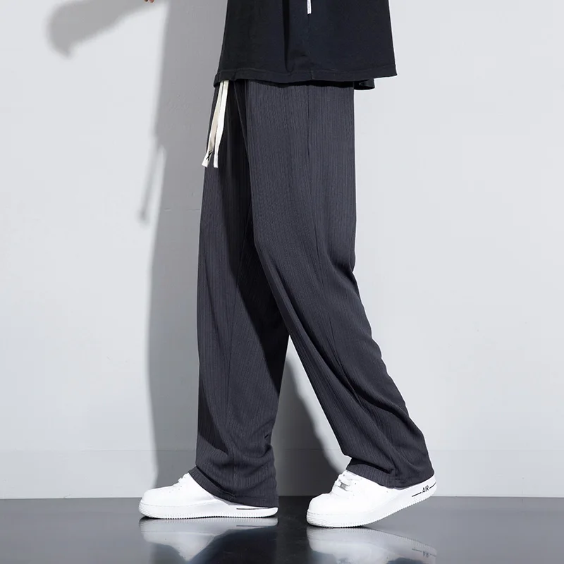 

Casual Men's Loose Long Pants Spring Summer New Sle Drapey Sport Straight Leg Pants Versatile Wide Leg Floor-Length Trousers