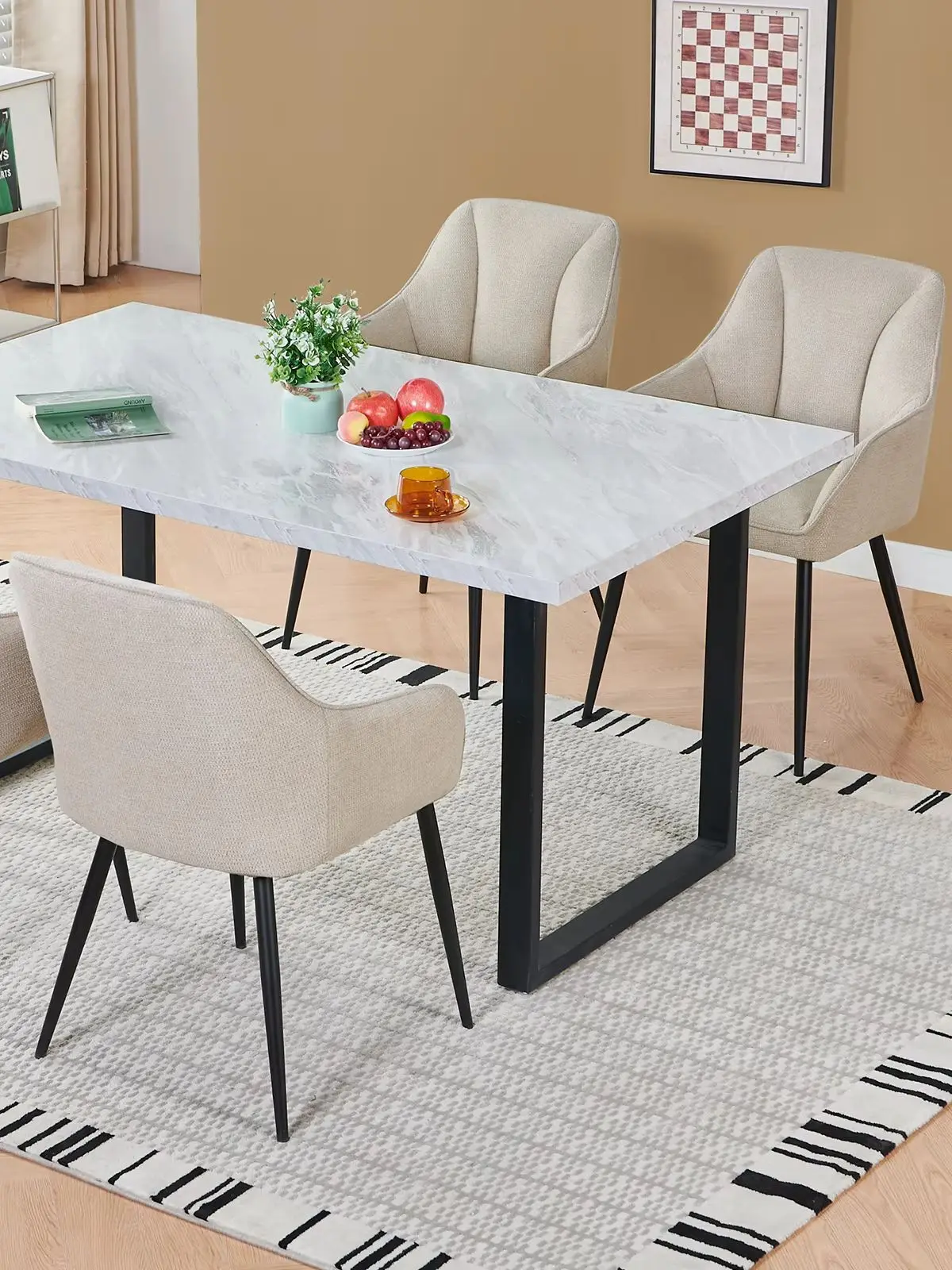 JaHECOME Polsterstühle 2er Set – Moderne Stoff-Sessel mit Armlehnen, weich gepolsterter Sitzfläche, stabilem Metallgestell, Mid-Century-Design für Küche, Wohnzimmer, Esszimmer, Restaurant, Büro,