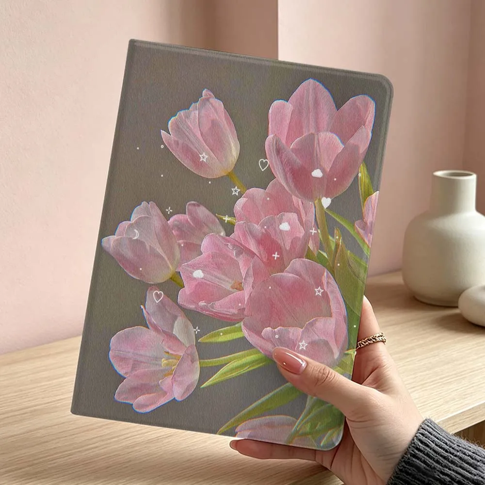 

Pink Tulip Bouquet Pattern For Samsung Galaxy Tab S11 S10 S9 S8 S7 S6 A11 A9 A8 A7 Ultra Lite FE Plus Inch Tablet Case Soft