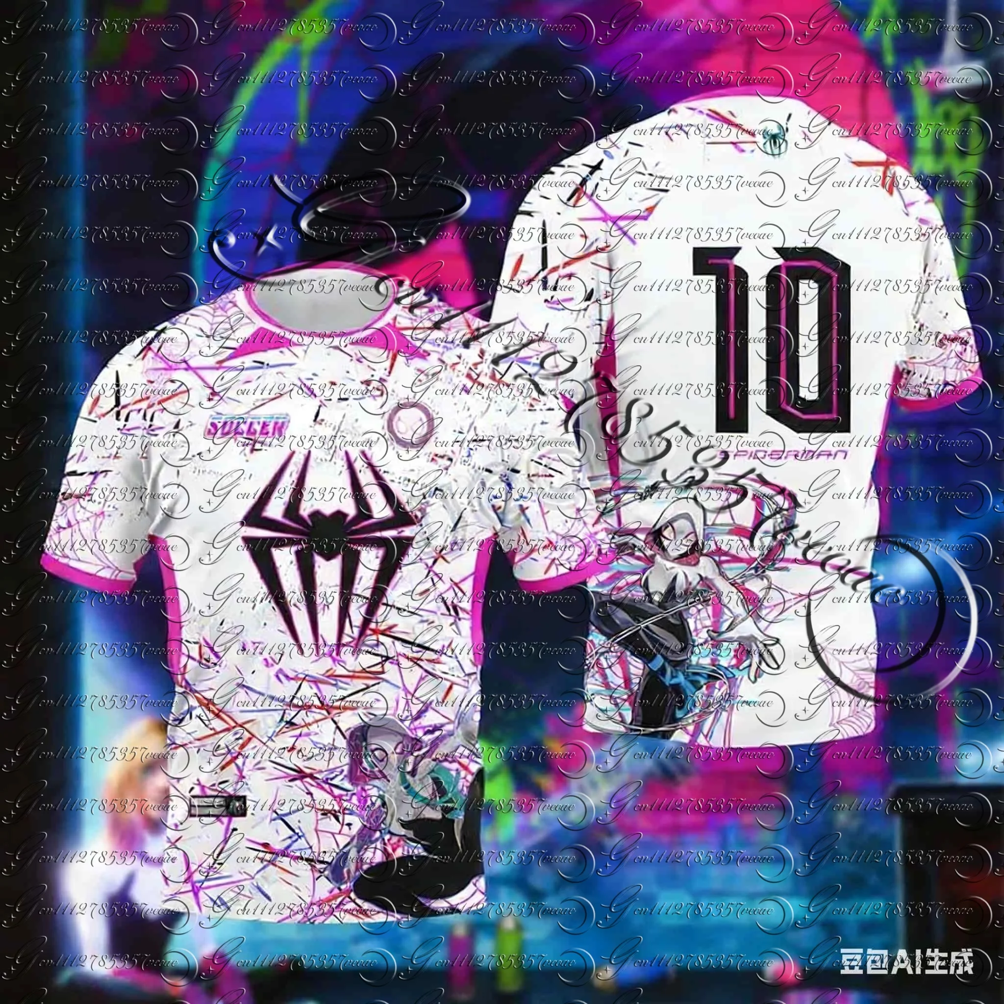 Camiseta con Estampado de Personajes Impresos en 3D para Camisetas de Estrellas de Fútbol, Top Informal Tejido de Secado Rápido con Cuello Redondo para Combinar en Familia