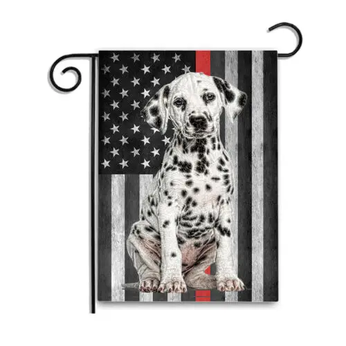 Thin Red Line Dalmatian Dog American Flag 12x18 Inch Garden Apartment Flag