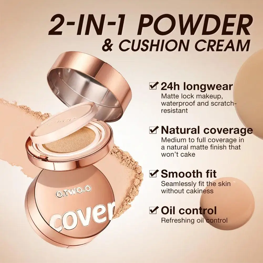 2 In 1 Face Powder Cushion Cream Air Cushion Cream Makeup Powder Matte Smooth Finish Makeup Pressed Powder Women Cosmetics