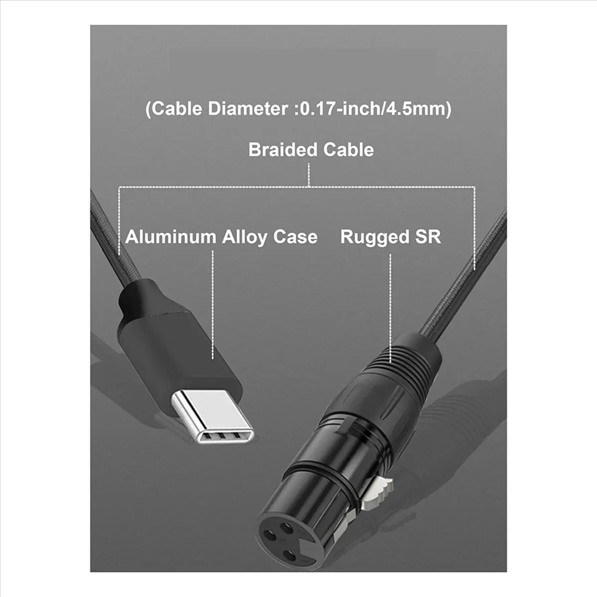 

Кабель [A75T] 3X XLR-USB-C (USB-C на XLR) для подключения телефона к микрофону, XLR-USB кабель для планшетов, ноутбуков и других устройств с Type-C (1.8 м)