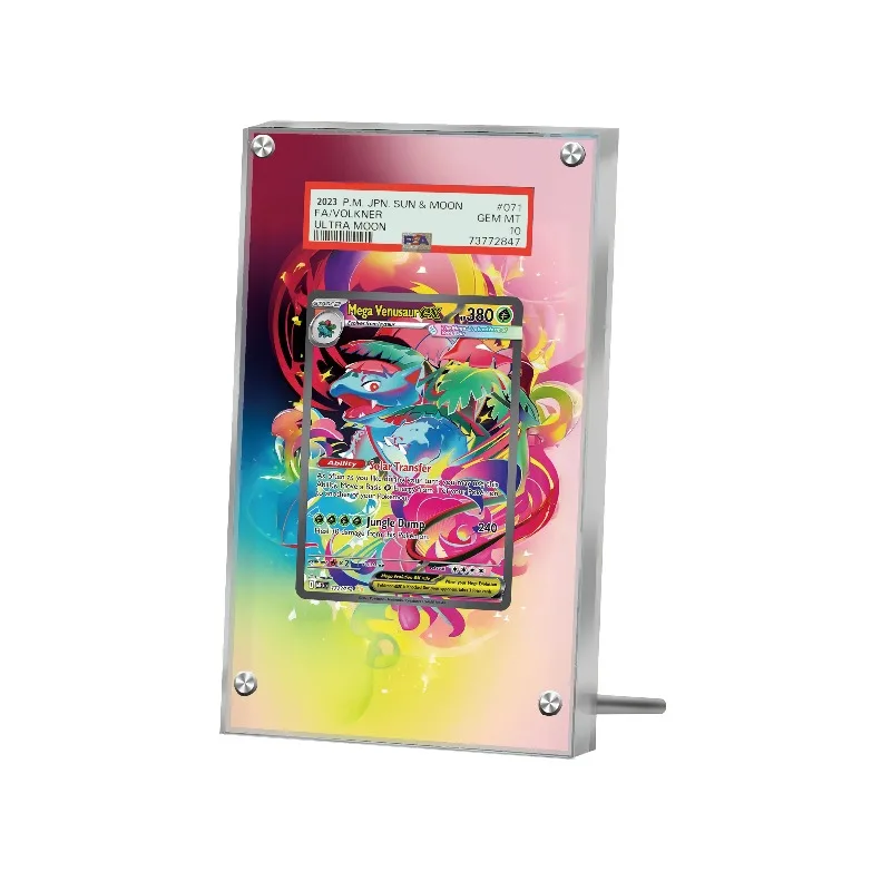 Art Display for Pokemon Cards PTCG Mega Venu Ex Anime Game Collection Expand Gift Self Made Acrylic Protective Case Keychain Toy