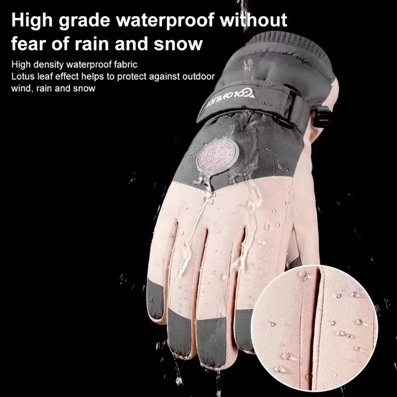 Women's Waterproof Ski Gloves Winter Touch Screen Snow Gloves Fleece Lined Warm Thermal Gloves for Snowboard Skiing Running