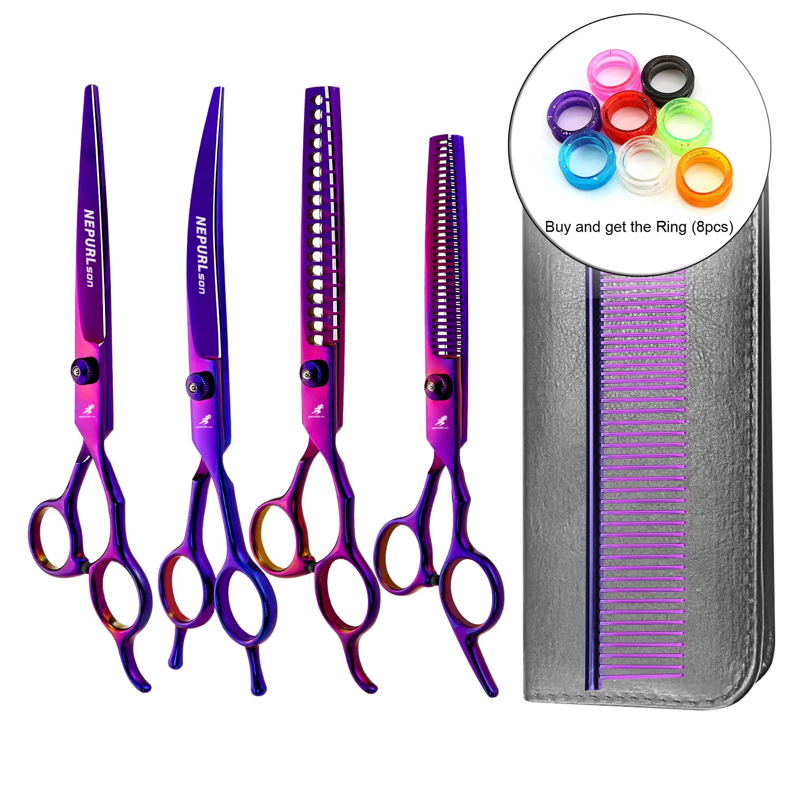 

7.0 "dog pet grooming scissors Thin scissors Cutting scissors Curved scissors 4 sets